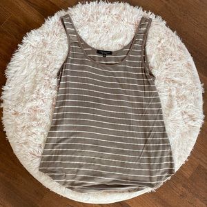Brown and white striped tank top - large